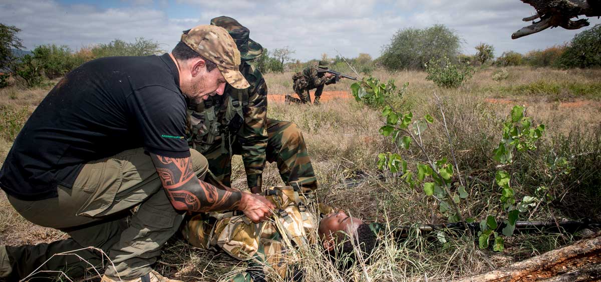 Care under fire training with KWS rangers, Kenya | © Ranger Campus | Photo by Cees Baardman, 2017